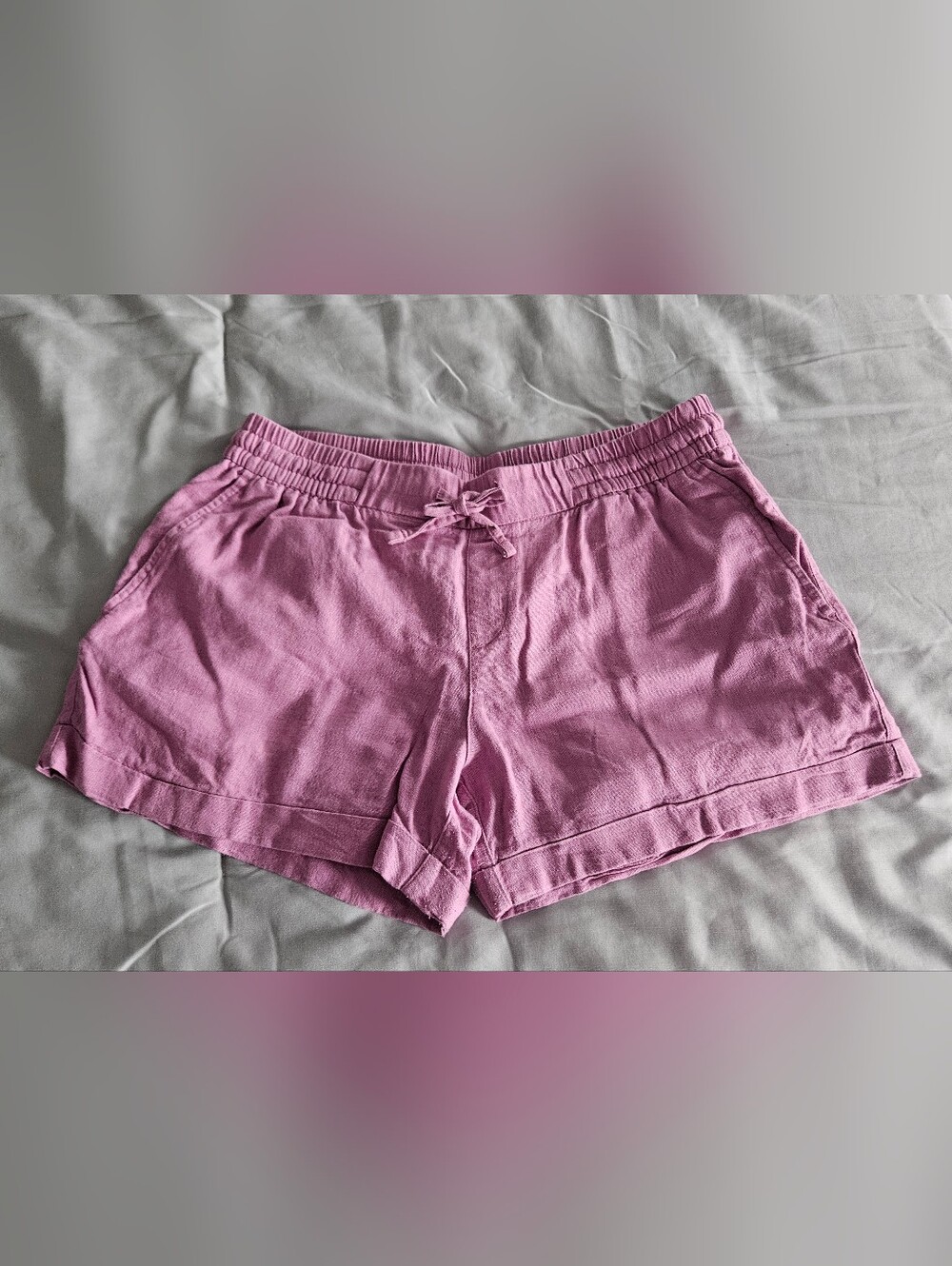 Old Navy Pink Drawstring Linen-Blend Shorts